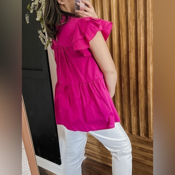 Anthropologie X Maeve Ophelia Ruffle Sleeve Long High Neck Blouse. Size S - Picture 12 of 13